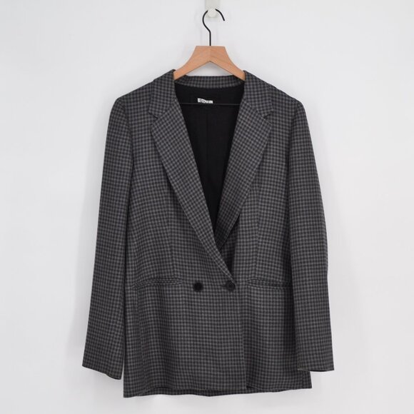 Reformation Jackets & Blazers - Reformation Double Breasted Blazer Jacket Oversized Gingham Check Gray Womens S